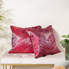 Luxury Embroidered Cushion Cover Red Set of 2 17x17 Inch Nestasia