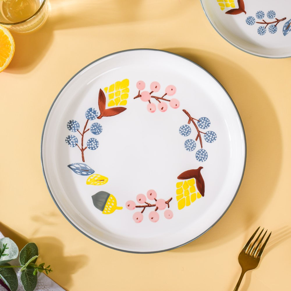 Bloom Ceramic Dinner Plate Grey 10 Inch Nestasia