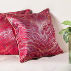 Luxury Embroidered Cushion Cover Red Set of 2 17x17 Inch Nestasia