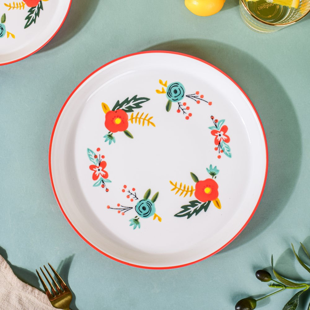 Bloom Ceramic Dinner Plate Red 10 Inch Nestasia