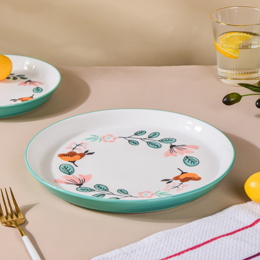Bloom Ceramic Dinner Plate Green 10 Inch Nestasia