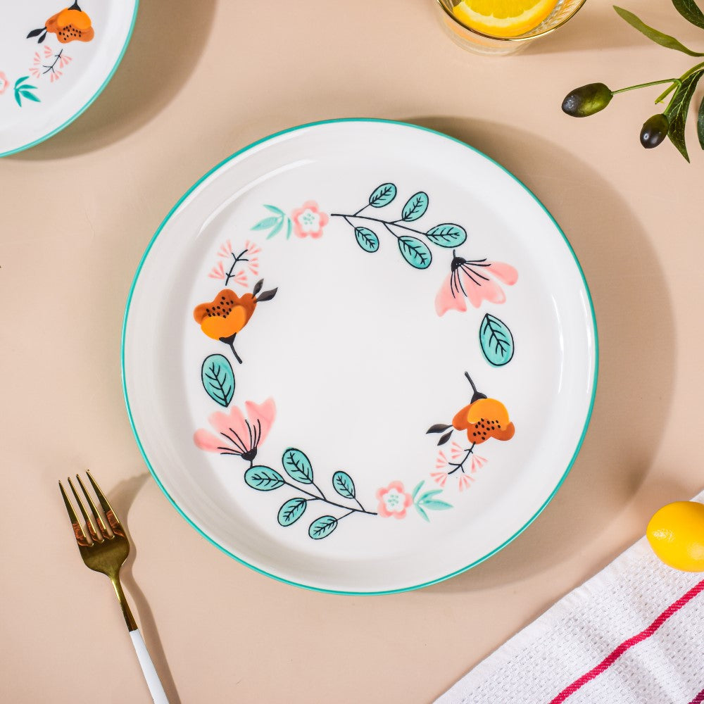 Bloom Ceramic Dinner Plate Green 10 Inch Nestasia