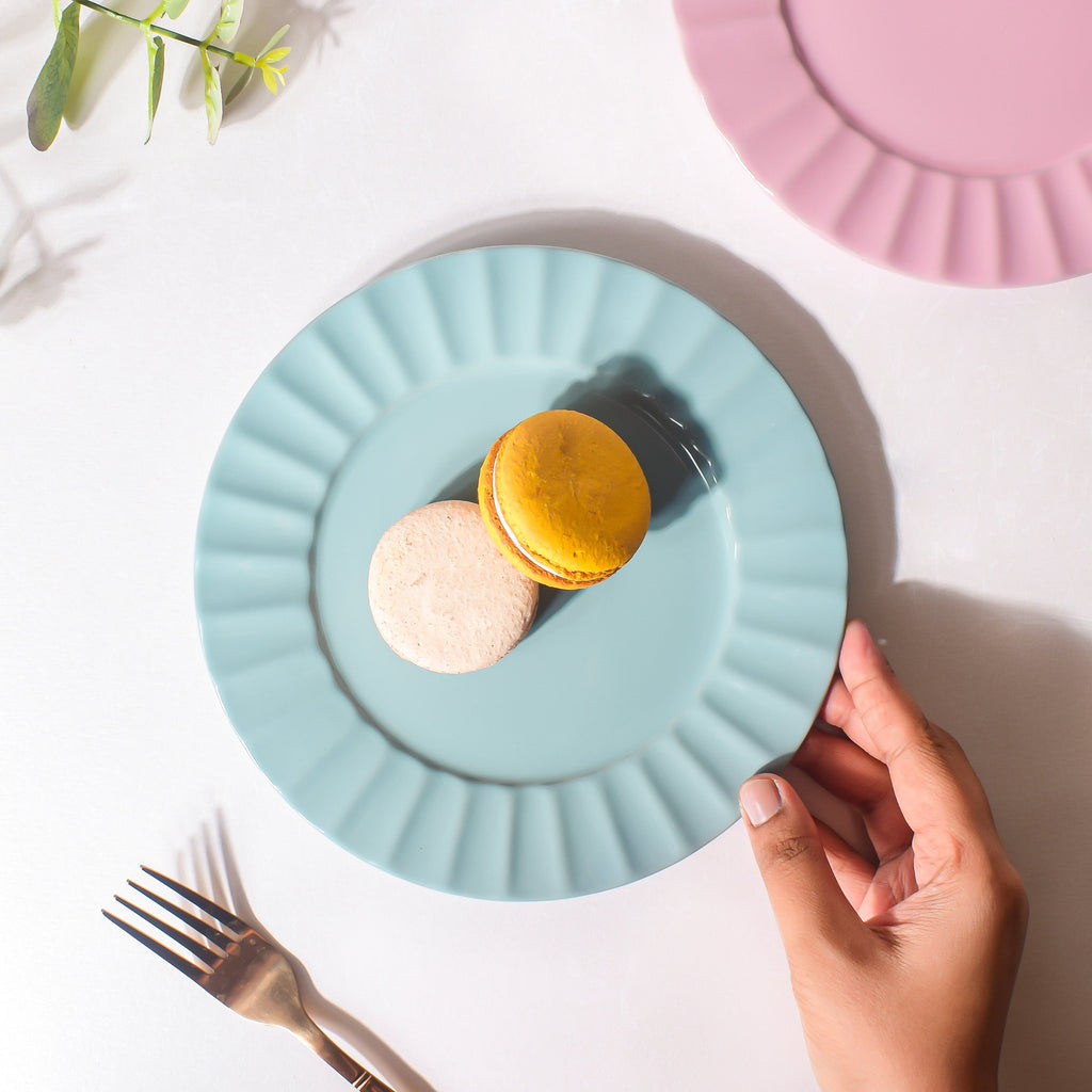 Claramay Blue Pastel Ceramic Snack Plate 8 Inch Nestasia