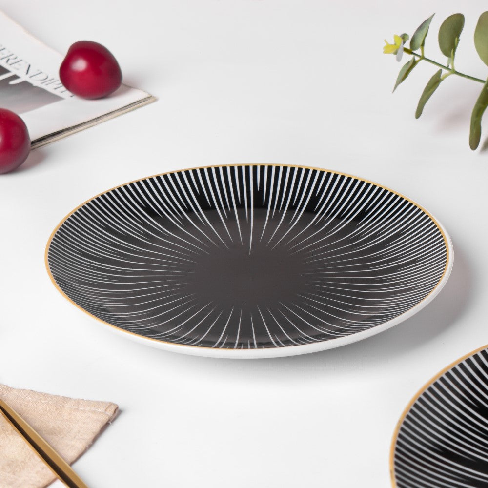 Lunaria Ceramic Snack Plate Black 8 Inch Nestasia