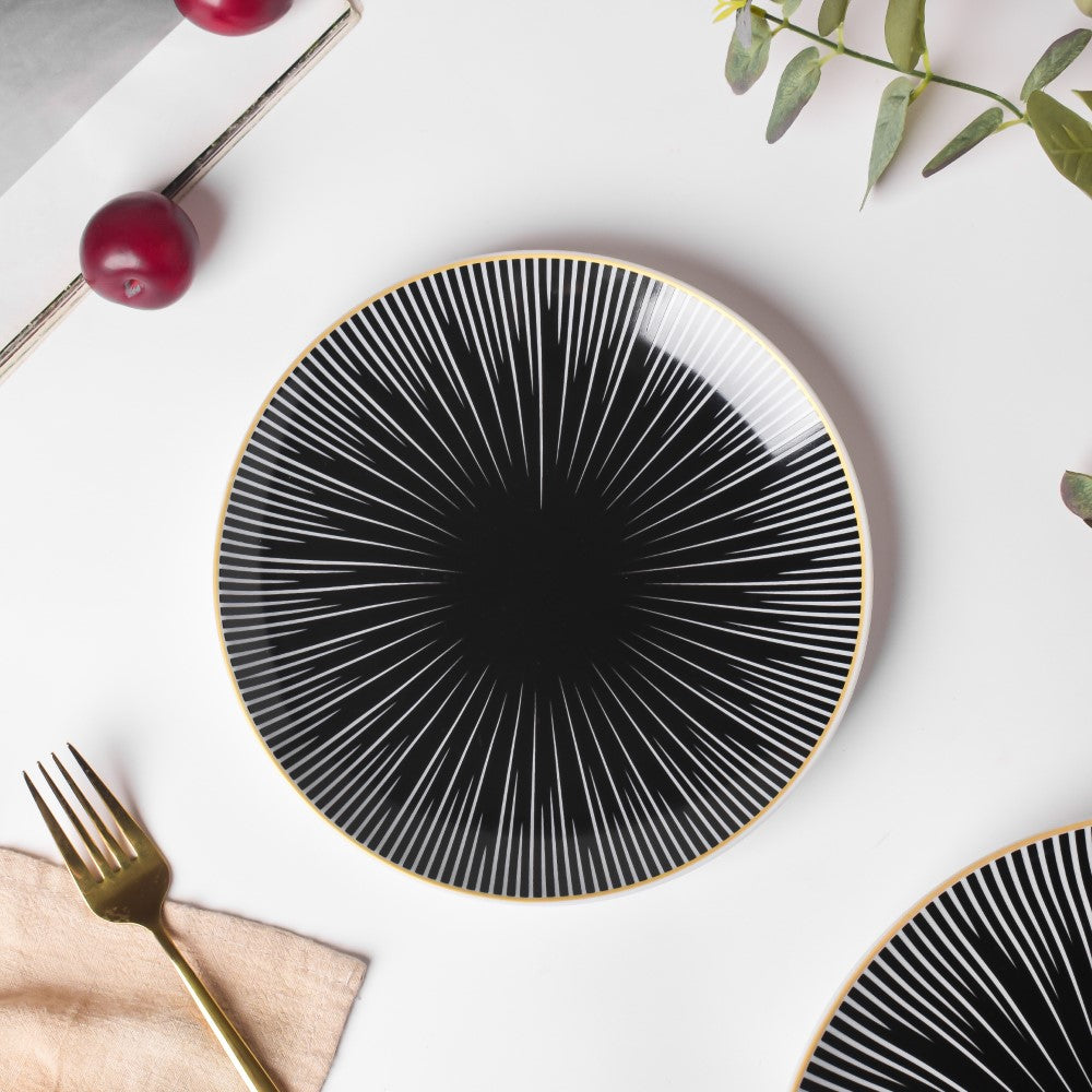 Lunaria Ceramic Snack Plate Black 8 Inch Nestasia