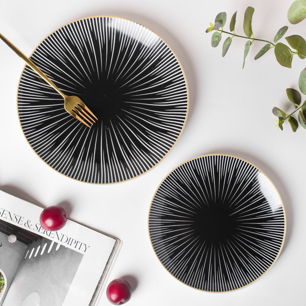 Lunaria Ceramic Snack Plate Black 8 Inch Nestasia