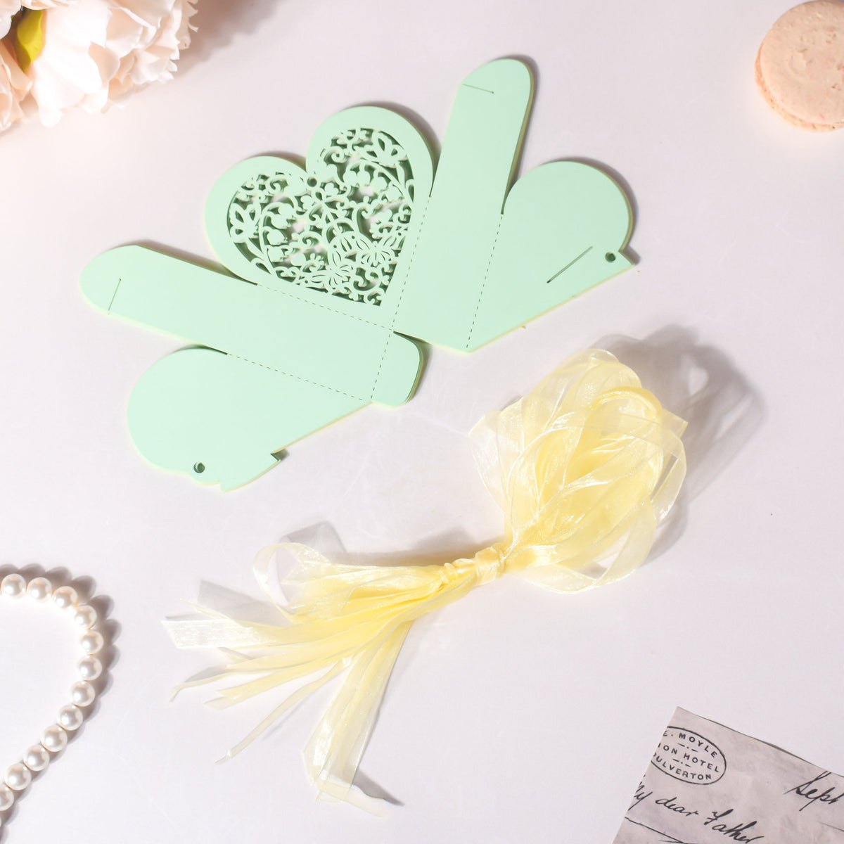 Mint Green Heart Paper Gift Box Set of 20 Nestasia