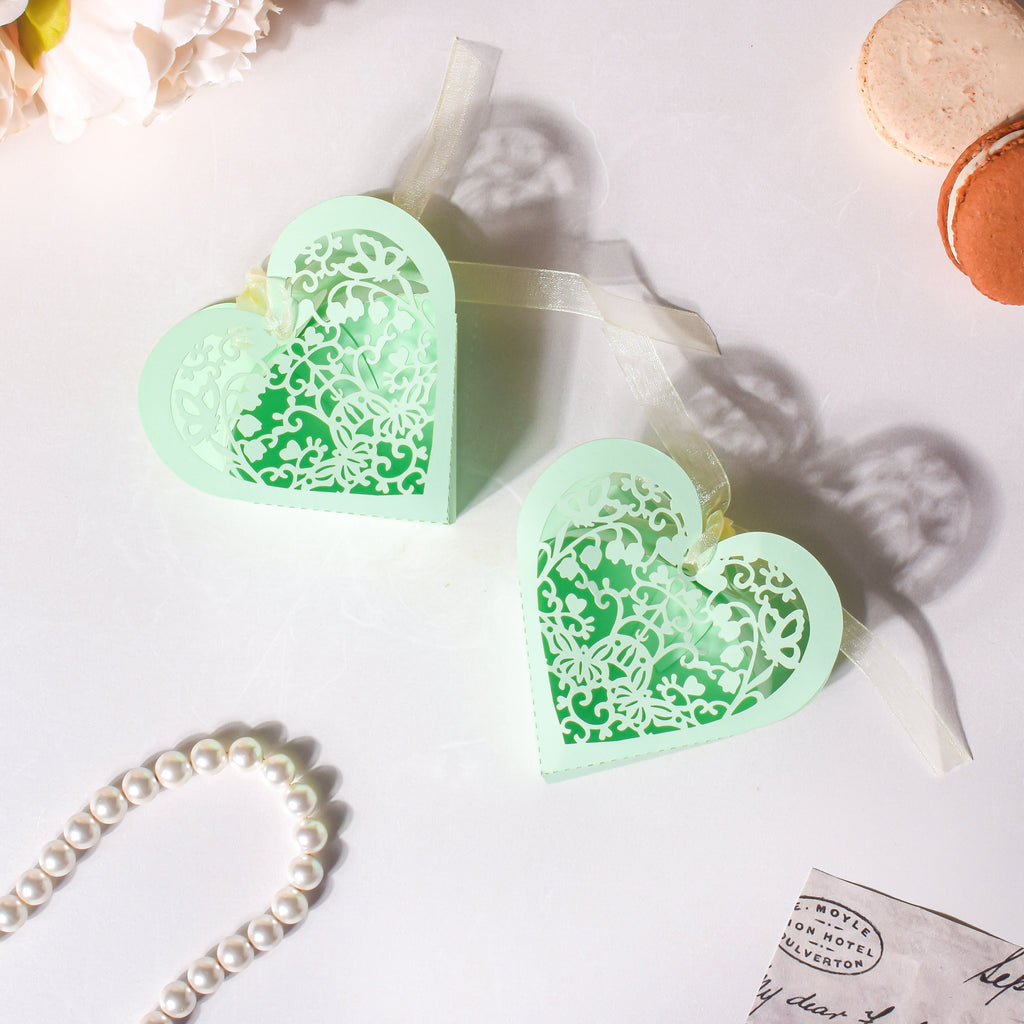 Mint Green Heart Paper Gift Box Set of 20 Nestasia