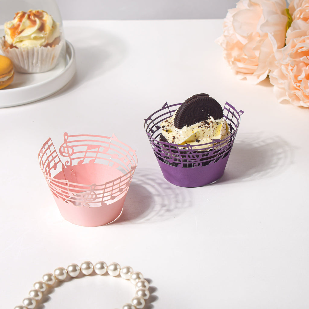 Purple Musical Notes Lace Cupcake Wrapper Set of 20 Nestasia