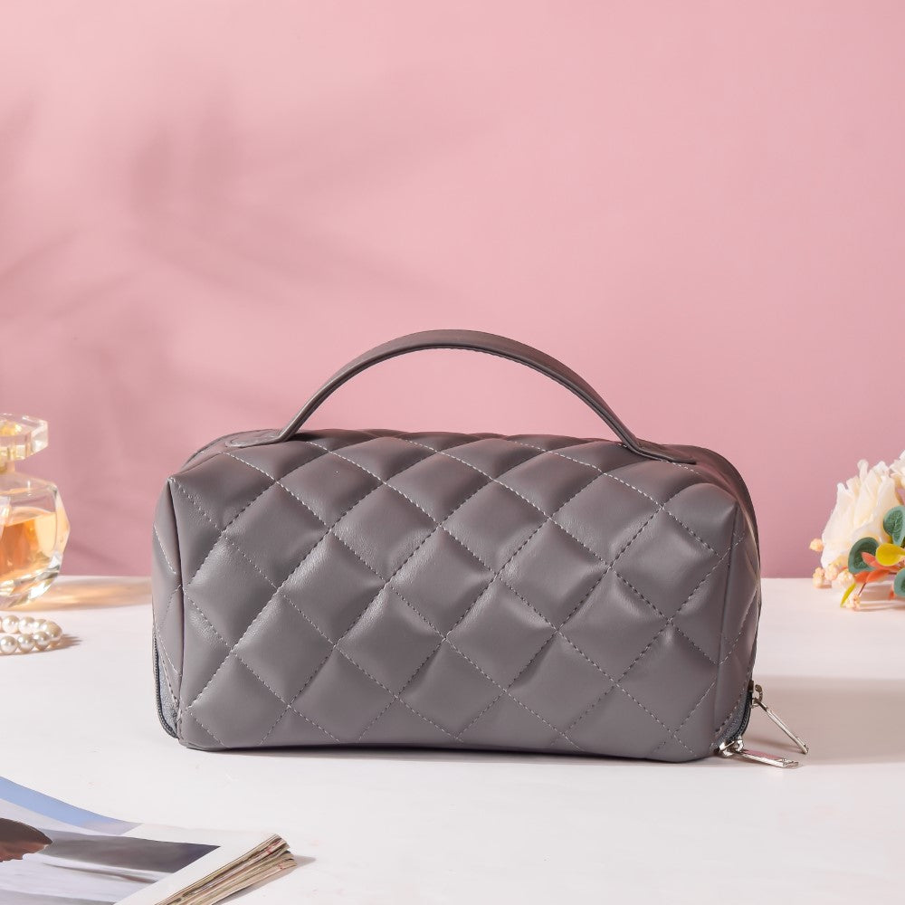 Makeup Pouch Large Capacity Quilted Grey Nestasia