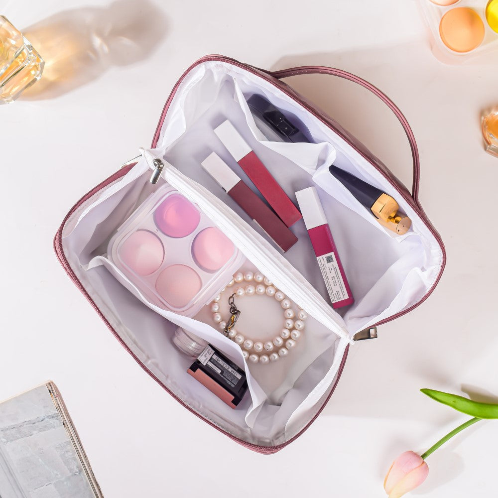 Makeup Pouch Organiser Pink Large Capacity Nestasia