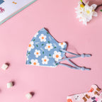 Daisy Print Face Mask With Adjustable Straps Blue Set Of 2 Nestasia