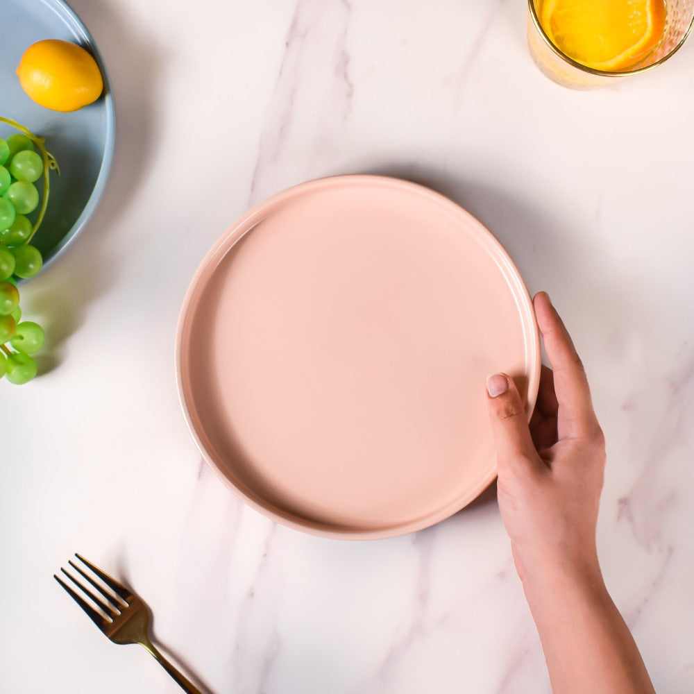 Modern Stoneware Snack Plate Pink Nestasia