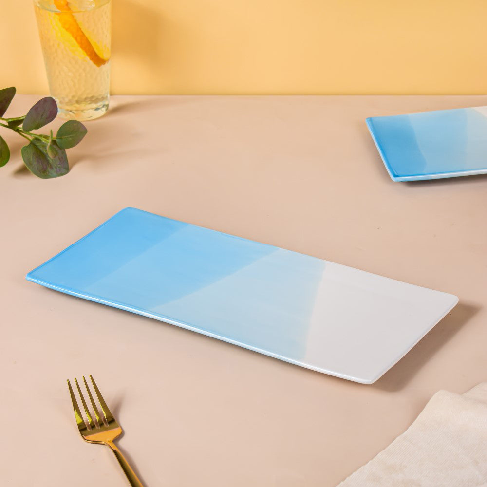 Ombre Ceramic Platter Blue Large 12 Inch Nestasia