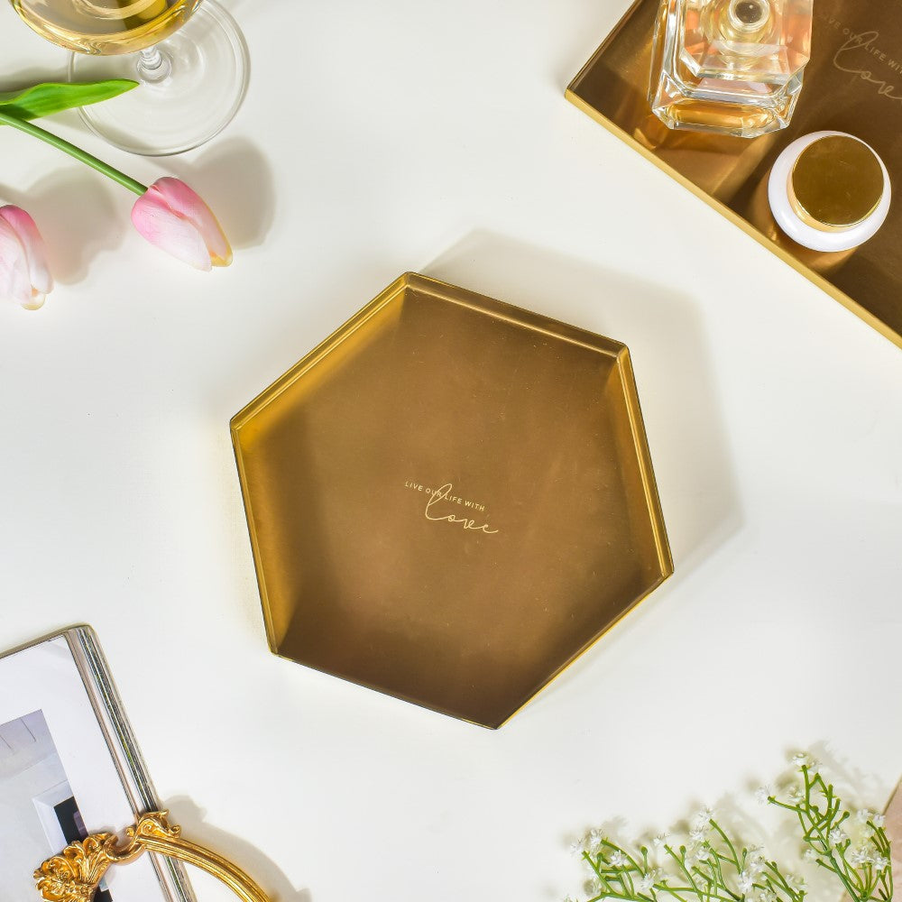 Hexa Decoration Tray Golden Small Nestasia