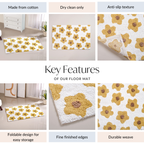 Anti Slip Cotton Yellow Daisy Mat 83x53cm Nestasia