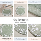 Alphabets Round Cotton Anti Slip Kids Floor Mat 74x72cm Nestasia