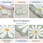 Flower Power Anti Slip Cotton Floor Mat 105x53cm Nestasia