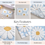 Supersoft Cotton Roseate Anti Slip Floor Mat Blue 85x52cm Nestasia