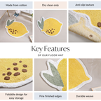 Anti Slip Lemon Cotton Floor Mat 76x56cm Nestasia