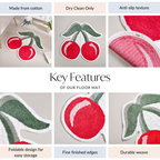 Red Cherry Tufted Cotton Anti Slip Floor Mat 77x73cm Nestasia