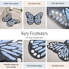 Butterfly Tufted Cotton Anti Slip Floor Mat 80x60cm Nestasia