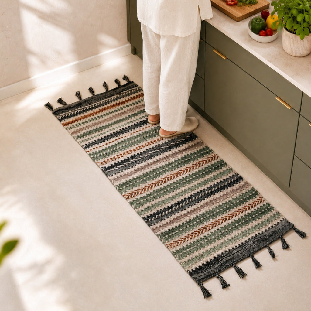 Boho Tassel Cotton Runner Mat 130x50cm Nestasia