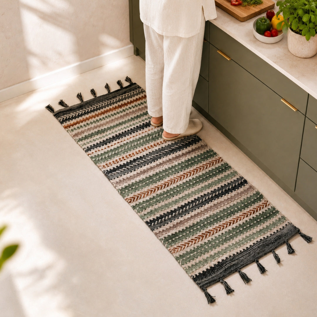 Boho Tassel Cotton Runner Mat 130x50cm Nestasia