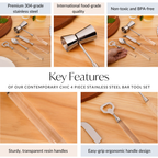 Contemporary Chic 4 Piece Stainless Steel Bar Tool Set Nestasia