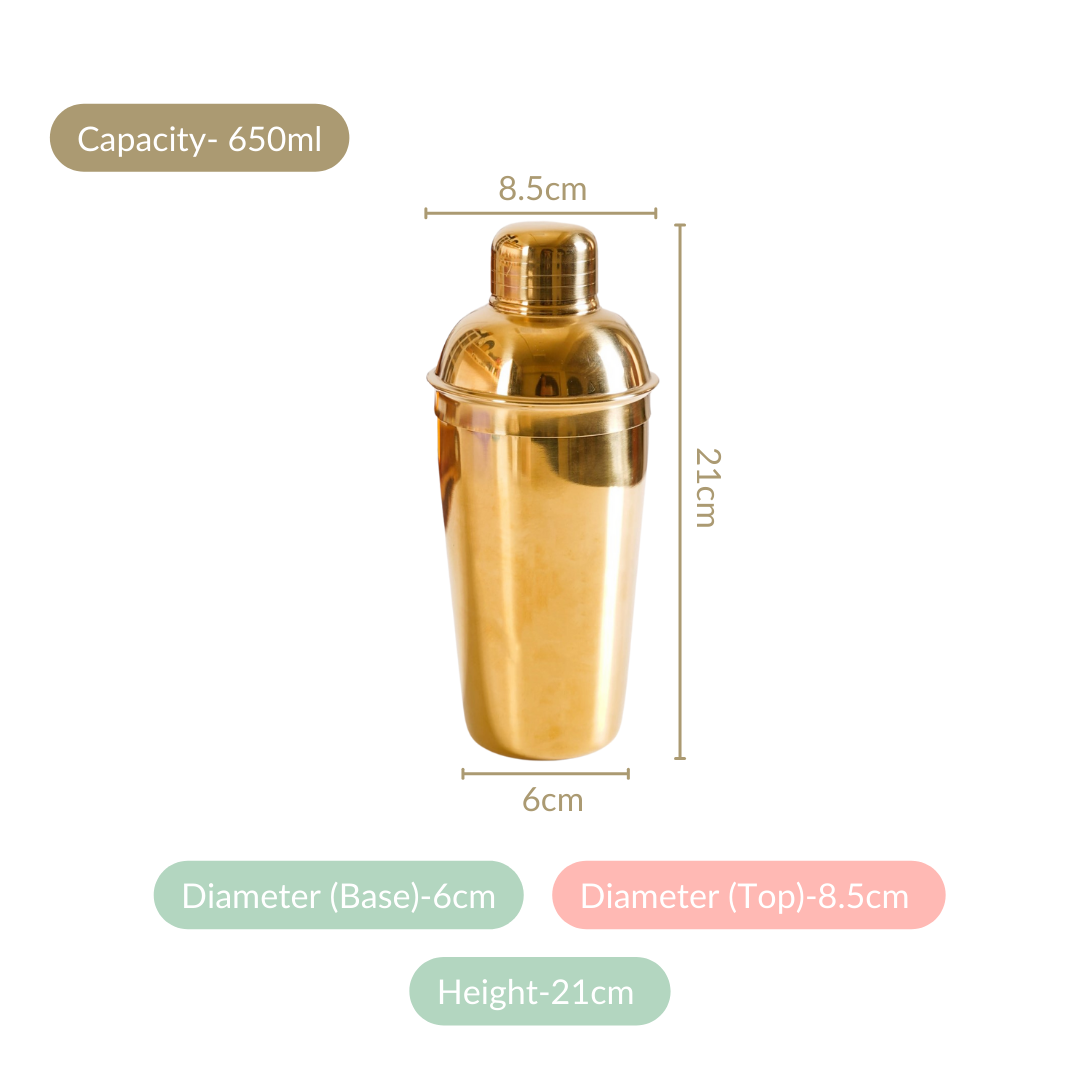 Gold Stainless Steel Cocktail Shaker 650ml Nestasia