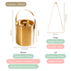 Ice Bucket And Tongs Set With Golden Finish 2000ml Nestasia