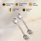 Silver Rose Brass Tea Spoon Gift Set Of 2 Nestasia