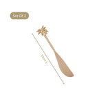 Palm Tree Brass Butter Knife Set Of 2 Nestasia