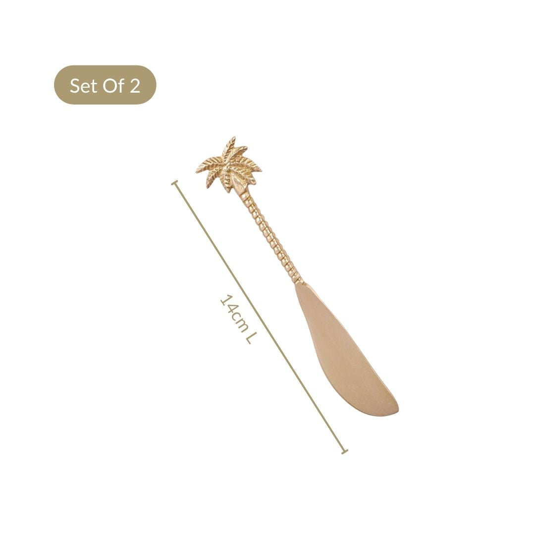 Palm Tree Brass Butter Knife Set Of 2 Nestasia