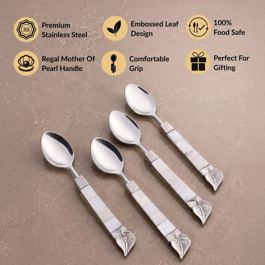 Mother Of Pearl Dessert Spoon Set Of 4 Nestasia