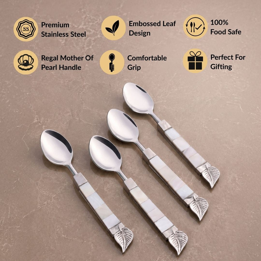 Mother Of Pearl Dessert Spoon Set Of 4 Nestasia