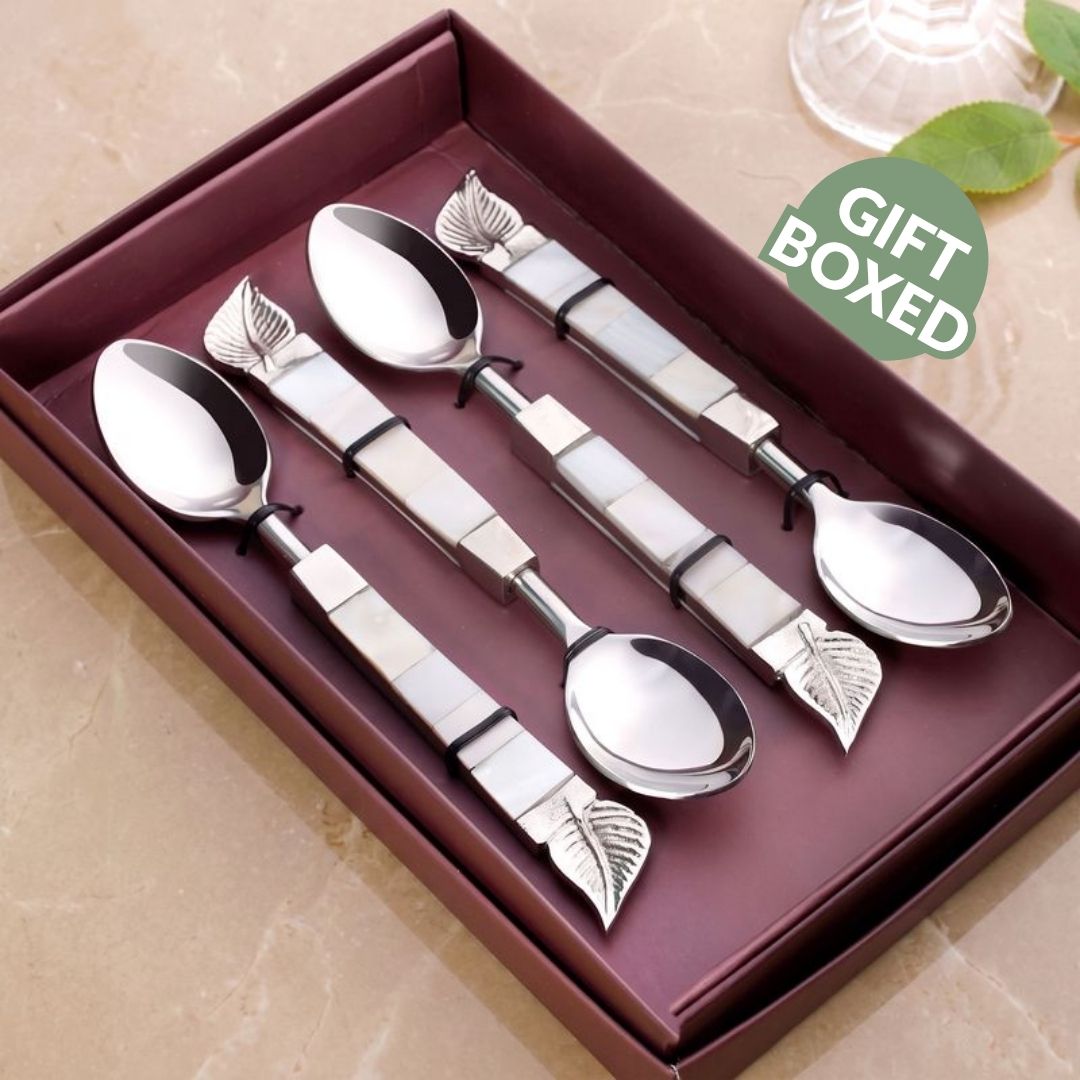 Mother Of Pearl Dessert Spoon Set Of 4 Nestasia
