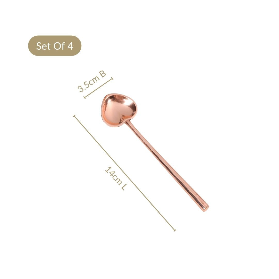 Brass Heart Spoon Set Of 4 Rose Gold Nestasia