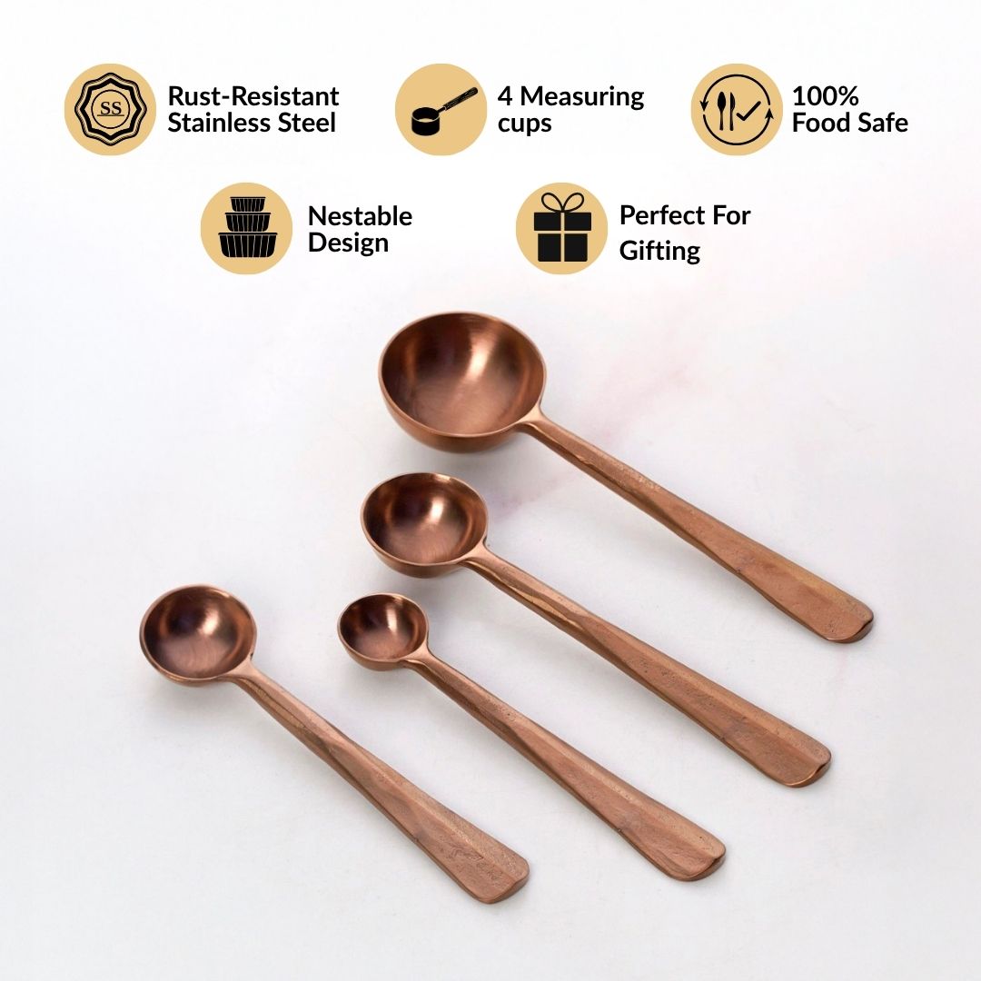Rustic Cafecore Bronze Measuring Spoon Set Of 4 Nestasia