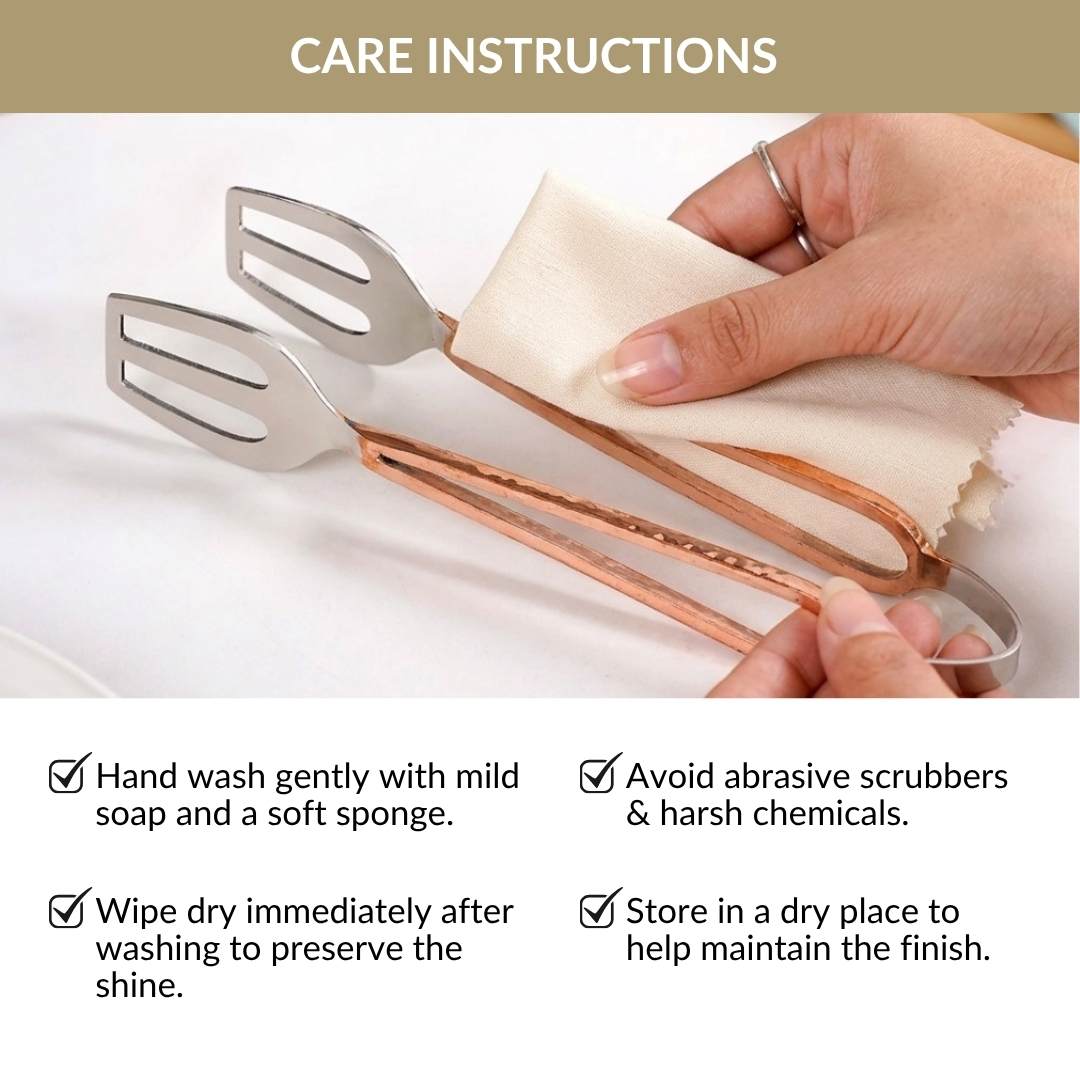 Hammered Rose Gold Stainless Steel Tongs Nestasia