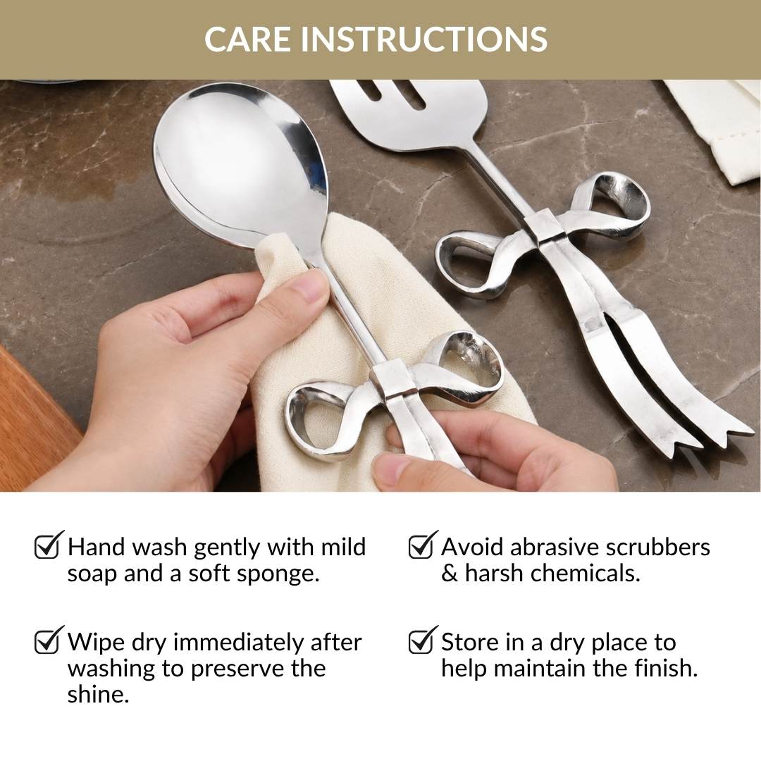 Bow Serving Spoon And Fork Set Of 2 Nestasia