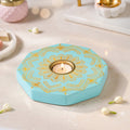 Handpainted Lumia Tealight Holder With Tealight Mint Nestasia