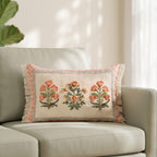 Earth Bud Embroidered Cotton Cushion Cover 50x35cm Nestasia