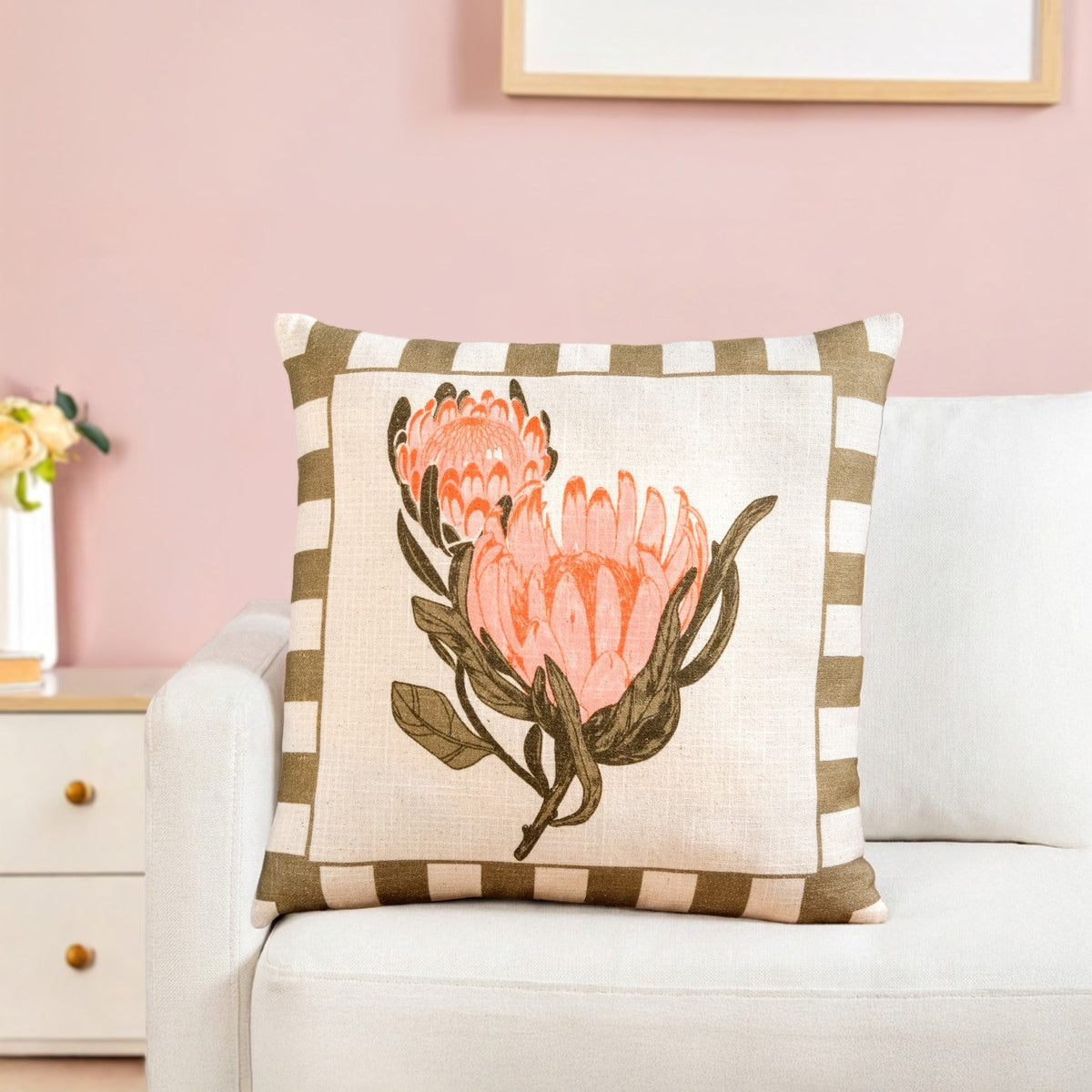 Protea Cotton Cushion Cover 46x46cm Nestasia
