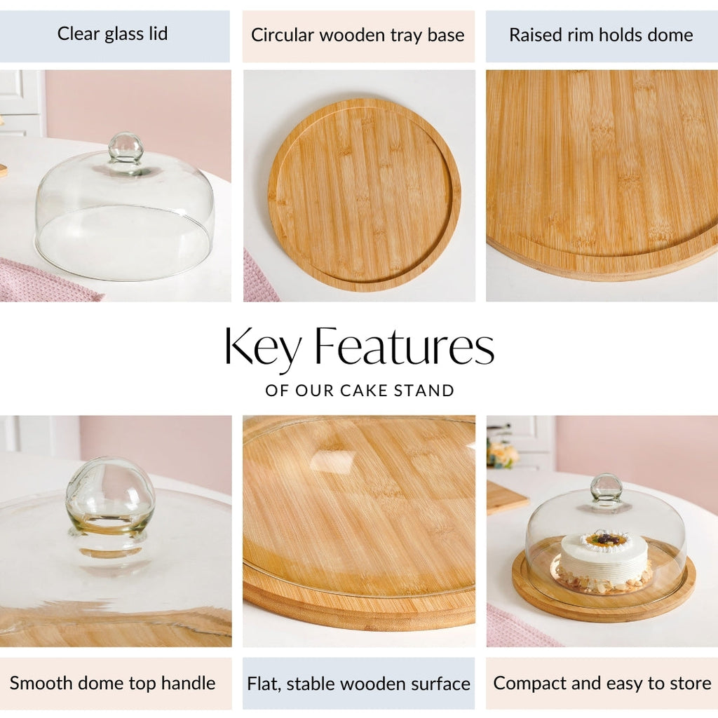 Cake Stand With Glass Cloche 11 Inch Nestasia