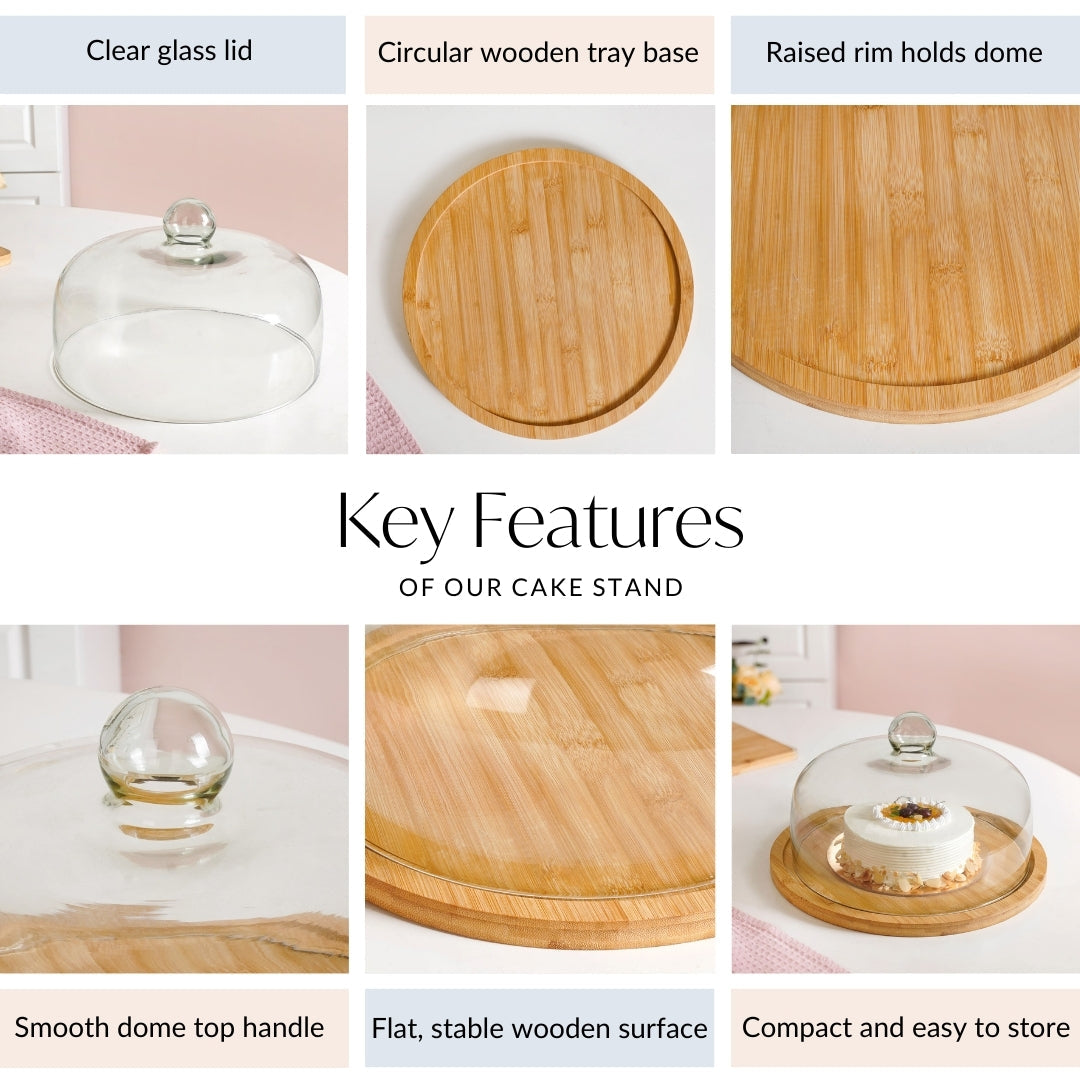 Cake Stand With Glass Cloche 11 Inch Nestasia