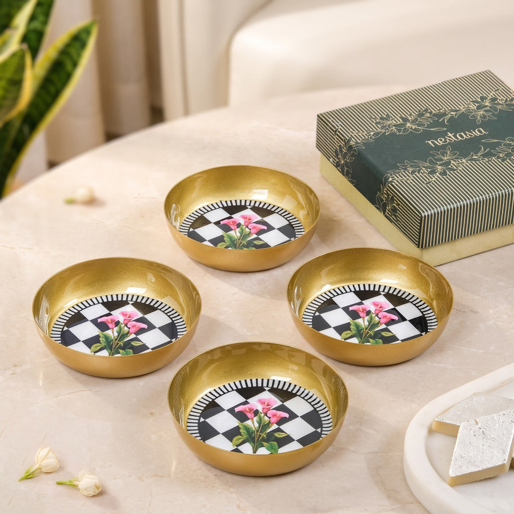 Lily Checkered Snack Bowl Set Of 4 Nestasia