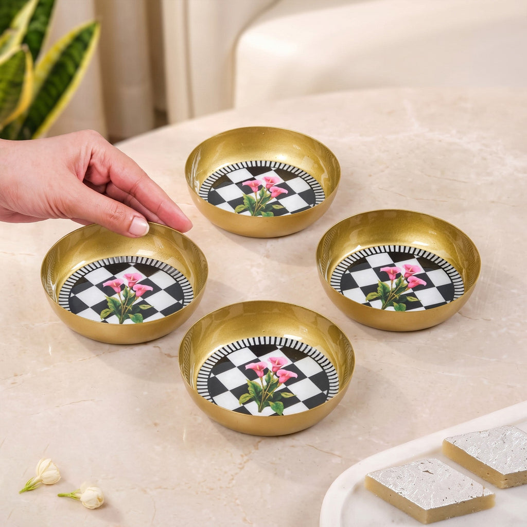 Lily Checkered Snack Bowl Set Of 4 Nestasia