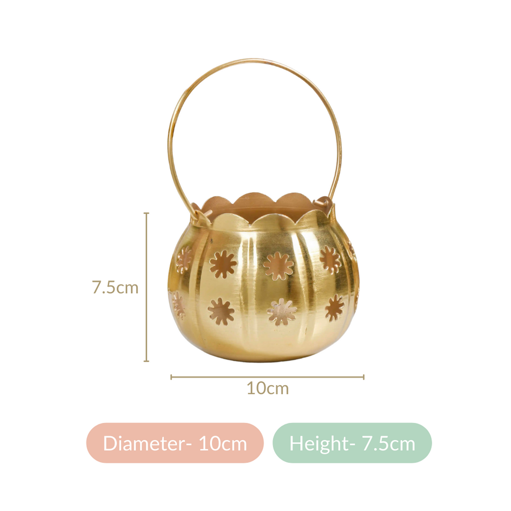 Gold Metal Votive Holder Set Of 2 Nestasia