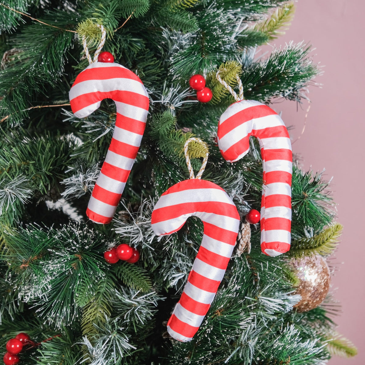 Candy Cane Christmas Ornaments Set Of 3 Nestasia